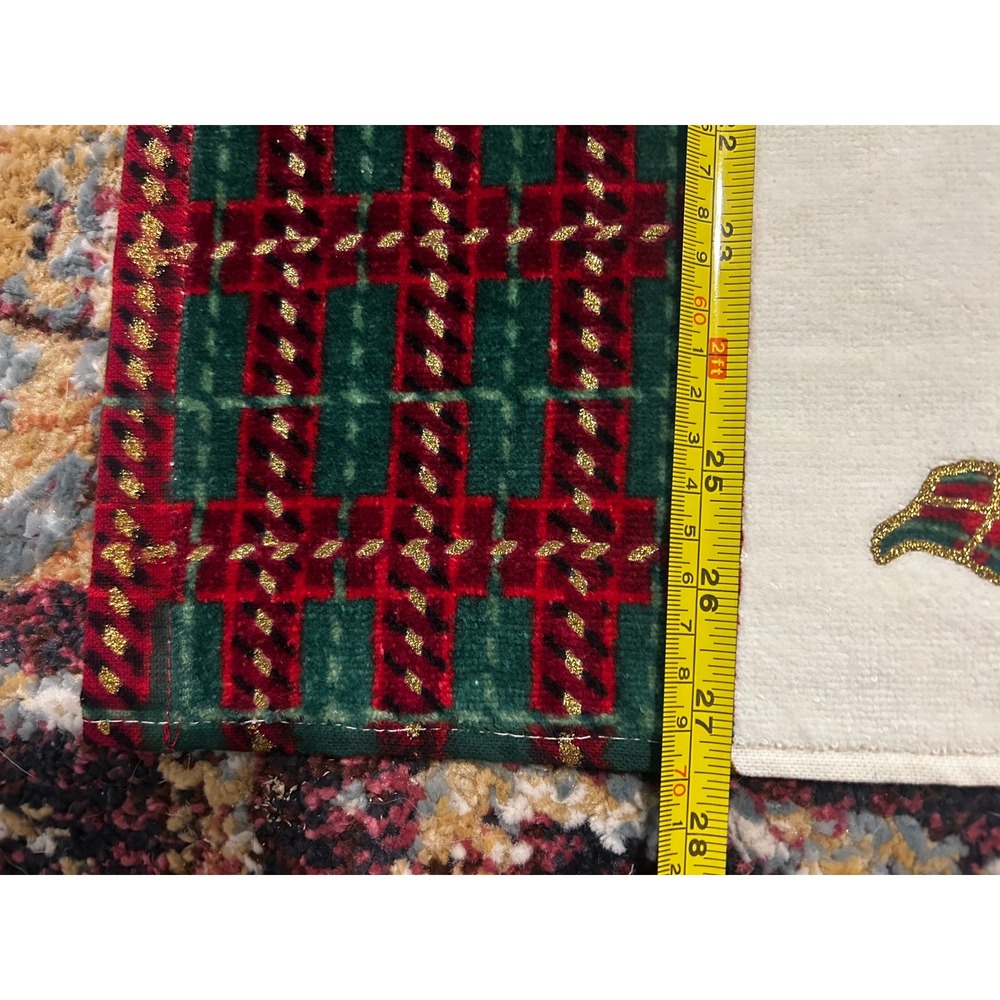 Lenox Holiday Nouveau Christmas Bath Towel Set 4 Holly Plaid Gold Glitter Ivory - Picture 7 of 9